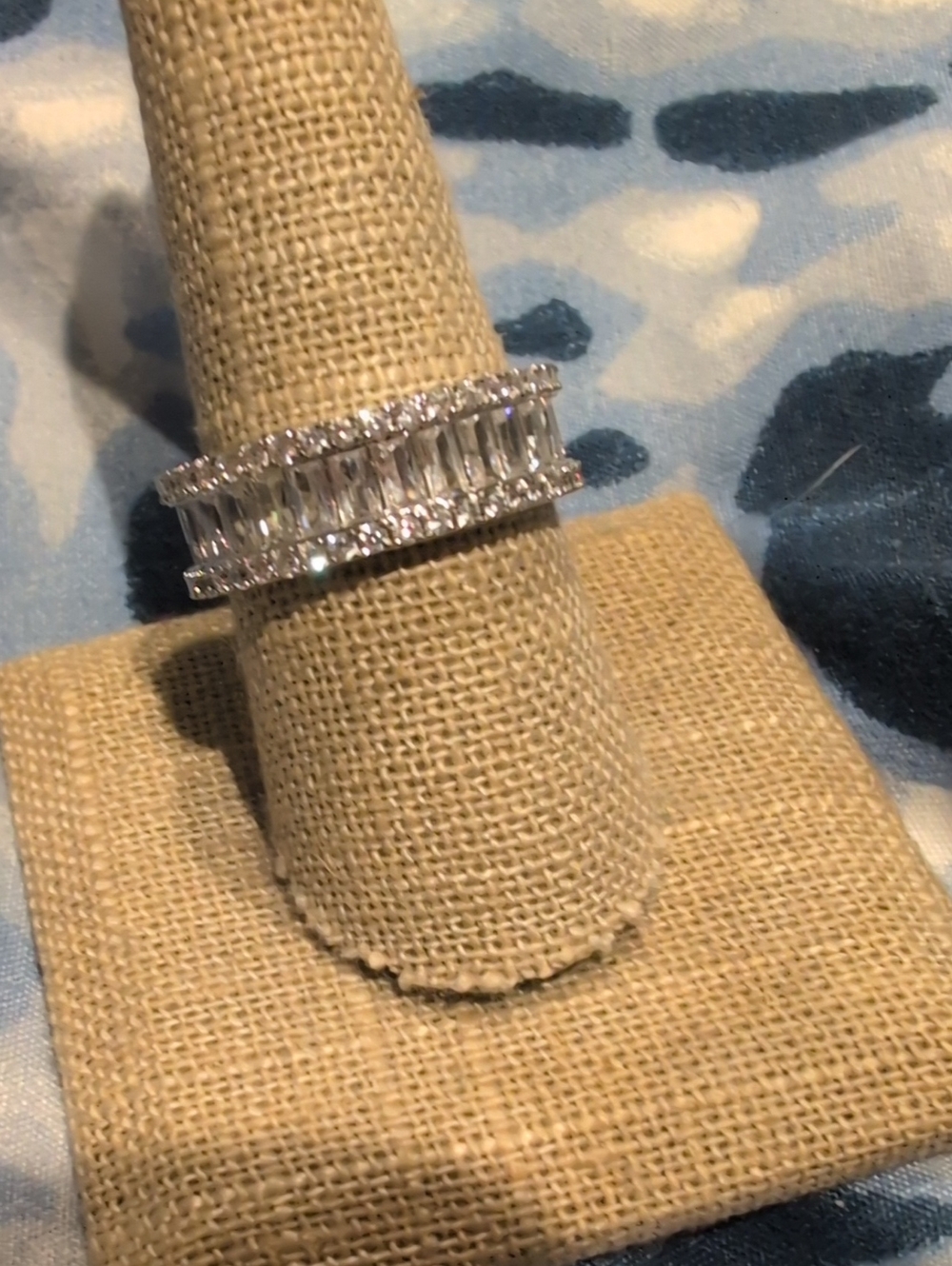 Silver-Tone Crystal Baguette Eternity Ring - Clear Sparkle
